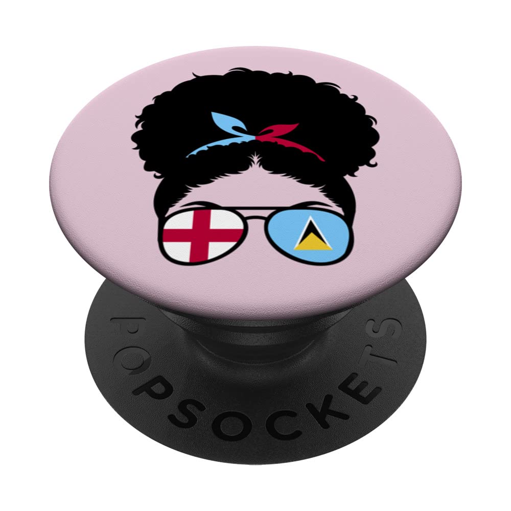 England and St Lucia Mix Afro Hair Half English half Lucian PopSockets Swappable PopGrip