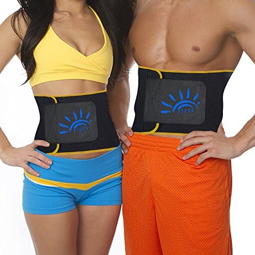 FTEOX Waist Trimmer,Waist Trainer Waist Trimmer Belt Weight Loss Wrap Fat Stomach Burner Ab Belt Belly Sweat Belt Body Shaper Back Lumbar Support with Sauna Suit for Women&Men (Yellow, Medium)