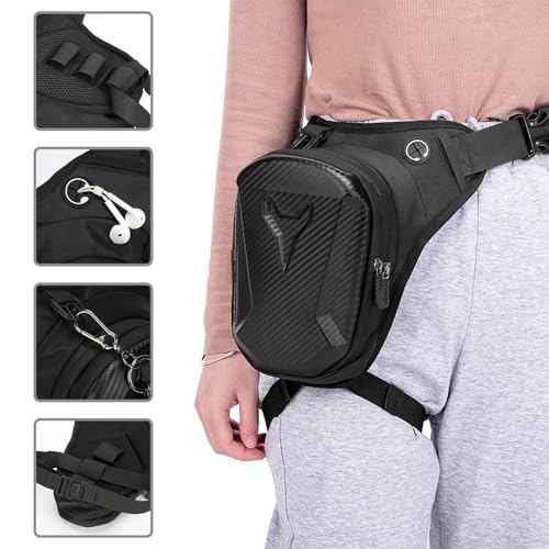 CHUANFU Adjustable Motorcycle Leg Bag, Waterproof Motorcycle Leg Bag for Men and Women, Multifunctional Thigh Bag with Expandable Pocket, for Cycling, Hiking, Fishing, Camping