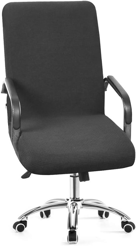 Alnn Office Rotating Chair Cover Modern Universal Stretchable Resilient Computer Swivel Armrest Armchair Covers Simplism Style for Office Desk Chair (Dark grey, S:45-56CM)