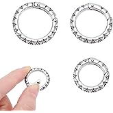UNICRAFTALE 3Pcs 3 Sizes Spring Gate Rings 304 Stainless Steel Tibetan Style Textured Spring Clasps Antique Silver 7 Gauge Carabiner Keyring Snap Rings Buckle for Decoration Keychain Making