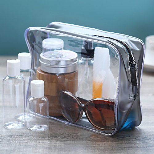 image for Pangda 5 Pack Clear PVC Zippered Toiletry Carry Pouch Portable Cosmeti