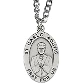 VILLAGE GIFT IMPORTERS St. Carlo Acutis Pewter Medal Necklace | First Millennial Saint & Patron of the Internet | 1" Pendant on 24" Chain | Includes Bio and Prayer Card Pamphlet