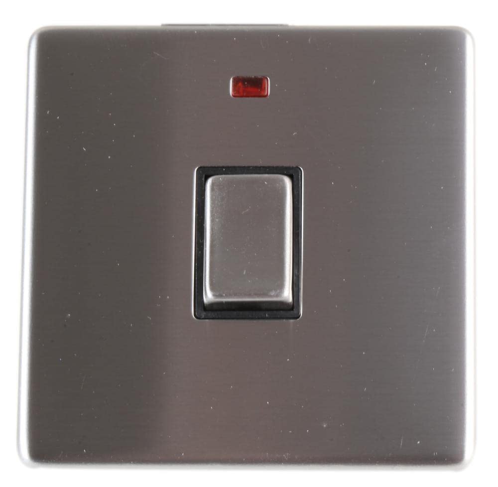 PRO ELEC PELB1153 Screwless Switch with Neon, 1 Gang, 20A, Stainless Steel