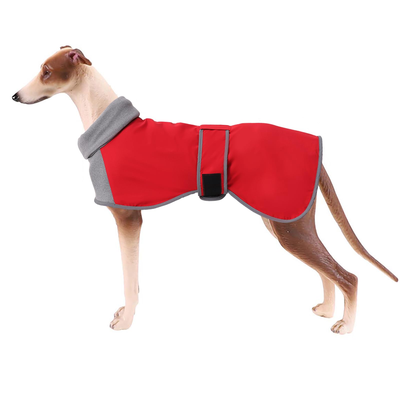 Greyhound Cosy Fleece Jumper,Dog Winter Coat with Warm Fleece Lining,Wear on both sides Outdoor Dog Apparel with Adjustable Bands For Medium,Large Dog-Red-3XL