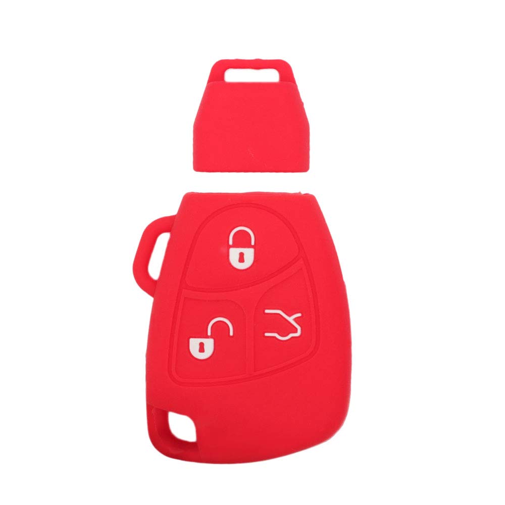 BROVACS Silicone Cover Protector Case Holder Skin Jacket Compatible with MERCEDES BENZ 3 Button Smart Remote Key Fob CV4956 Red — image 1