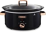 Tower Infinity Slow Cooker 6.5L 300W 3 Heat Settings Keep Warm Black Rose Gold