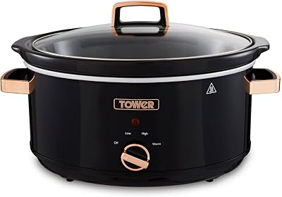 Tower Infinity Slow Cooker 6.5L 300W 3 Heat Settings Keep Warm Black Rose Gold