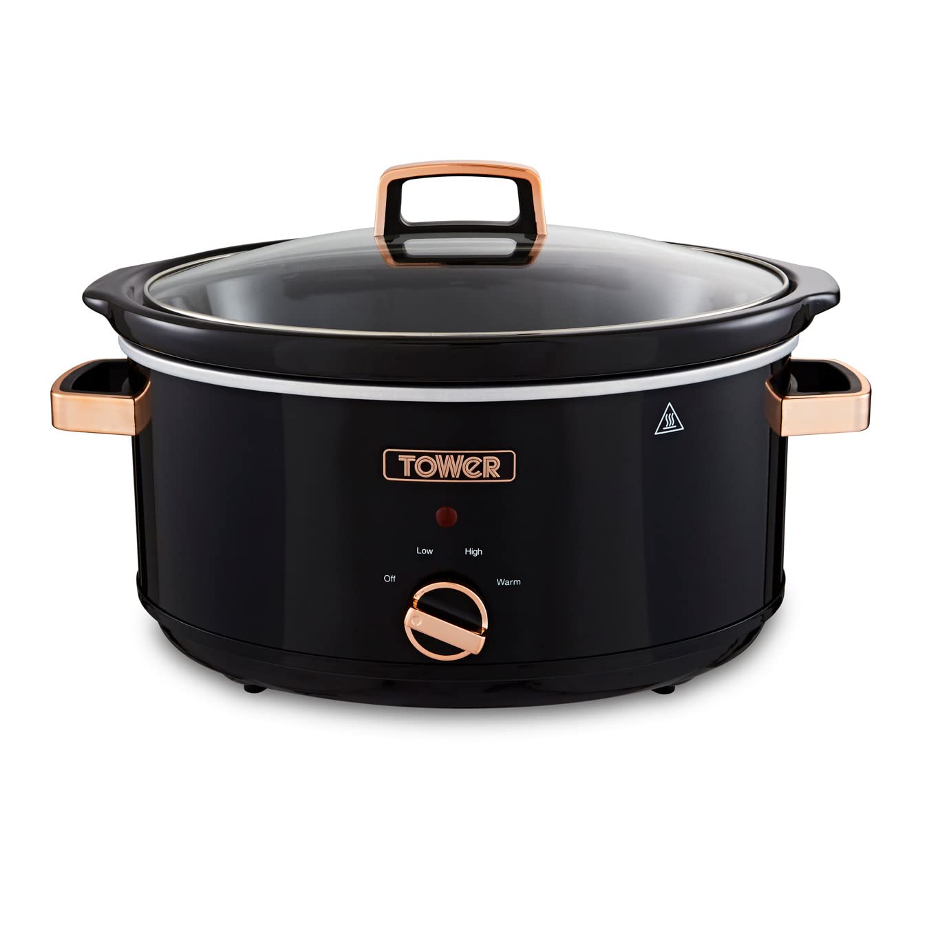 Tower Infinity Slow Cooker with 3 Heat Settings & Keep Warm Function, 6.5L, 300W, Black and Rose Gold, T16019RG