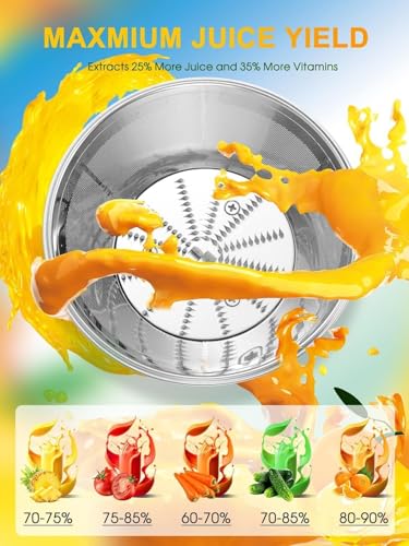 Juicer Machines, Centrifugal Juicers Extractor Max Power 1200W with 75mm Feed Chute for Whole Fruit and Vegetable, 2 Speeds Comtrol, High Juice Yield, 650ml Large Juice Jug, Cleaning Brush Included