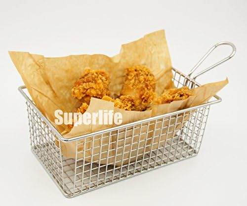 SB008-2 Rectangle Stainless Steel Fry Basket Bread Basket Dessert Basket, Present Fried Food, Restaurant Table Serving