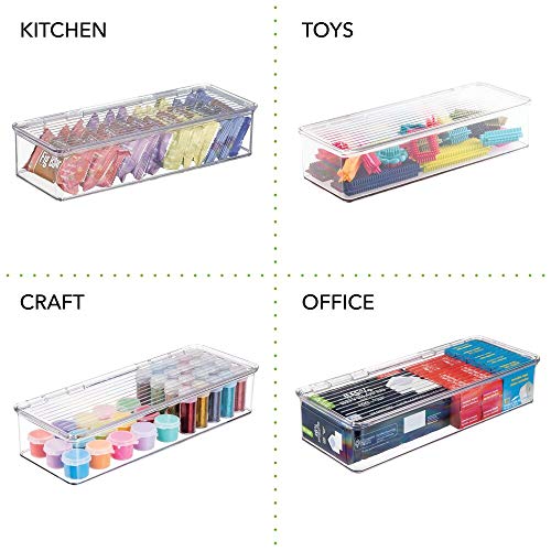 mDesign Plastic Stackable Storage Container Box with Attached Hinged