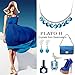 PLATO H Ocean Blue Drops Pendant Necklace with Swarovski Crystals Valentine's Day Gift for Her, 18