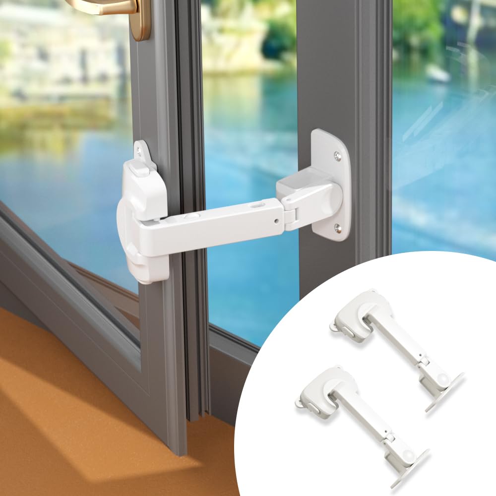 Photo 1 of EUDEMON 2 Pack Updated Baby Window Safety Lock, Childproof Window Restrictor for UPVC, Adjustable Winodw Guard for Wooden, Metal Frames (White)