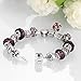 Naivo Designer Inspired Crystal Snake Chain Murano Glass Beads Charm Bracelet - 50 Shades of Love-Purple Topaz