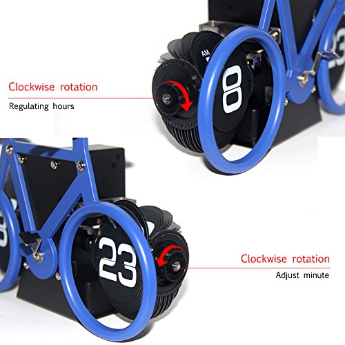 Creative Clock,KABB Modern Stylish Bicycle Shaped Retro Flip Down Desk Clock with Dual Internal Gears Operated for Office Bedroom Home Decoration
