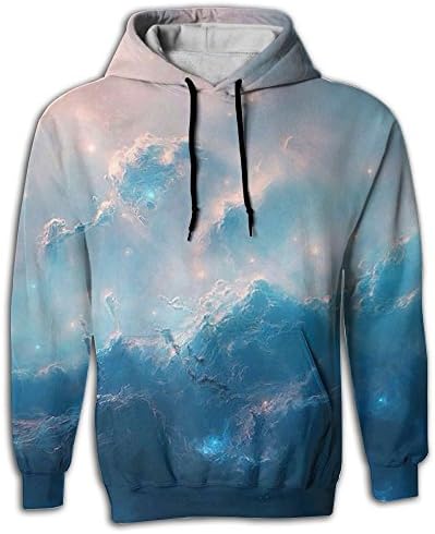 Yellow House Adult Pullover Hooded Sweatshirt Kangaroo Pocket 3D Full Printed Space Cloud Design