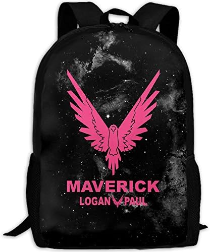 Unisex Logan Paul Logo Maverick Pink Fashion Backpack College School Laptop Bag Daypack Travel Shoulder Bag For Adult Blue