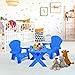 Costzon Kids Table and Chair Set, Outdoor Toddler Activity Table and Adirondack Chairs for Picnic, Garden, Patio, Backyard & Beach, Kids Outdoor Table and Chair Set (Blue)