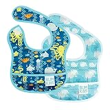 Bumkins Starter Bib, Baby Bib Infant, Waterproof, Washable, Stain and Odor Resistant, 3-9 Months, 2-Pack - Sea Friends & Whales