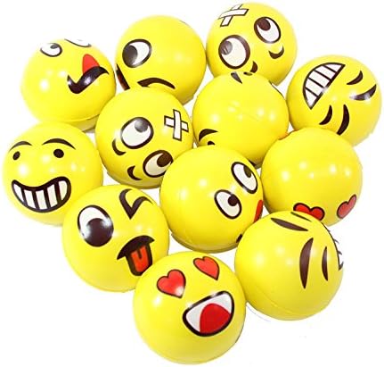 Foam Emoji Stress Ball - 12 Beach Balls for Adults and Children