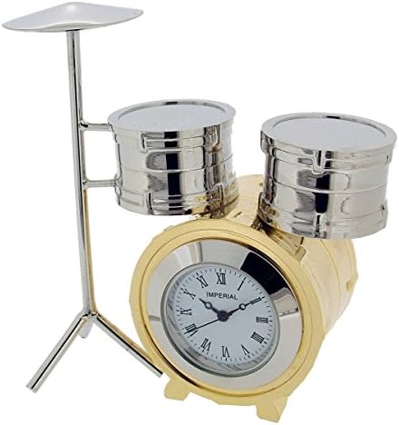 Silver/Gold Drum Kit Mini Clock by Gift Time Products