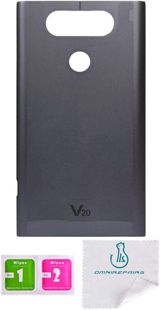 OmniRepairs Rear Back Plastic Battery Door Cover Replacement Compatible for LG V20 Titan Gray Model (H910, H915, H990, LS997, US996, VS995, F800L)