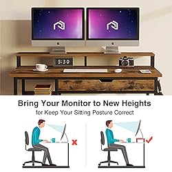 Rolanstar Computer Desk with Monitor Shelf and
