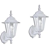 WISBEAM 2 Pack Outdoor Wall Light, White Wall Sconce for House Porch Lighting Fixture, E26 Base 60W Max, Metal Housing Plus Glass, Wet Location Rated, ETL Qualified, Bulbs not Included