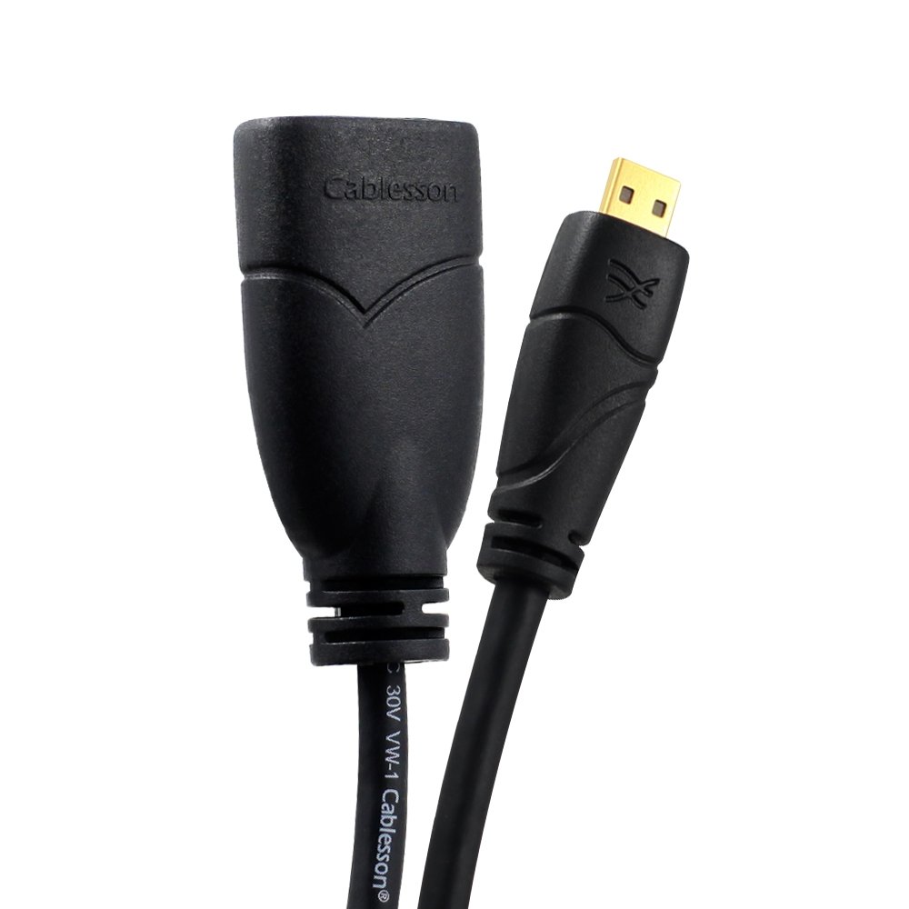 Cablesson Ivuna Micro HDMI 0.2m Extension - upto 1080p - v1.4/2.0 - Audio & Video - Full HD - Connecting HD Devices using the new Micro HDMI Connector to PC or TV Gold Plated 3D Full HD 1080p 4k2k โ image 1