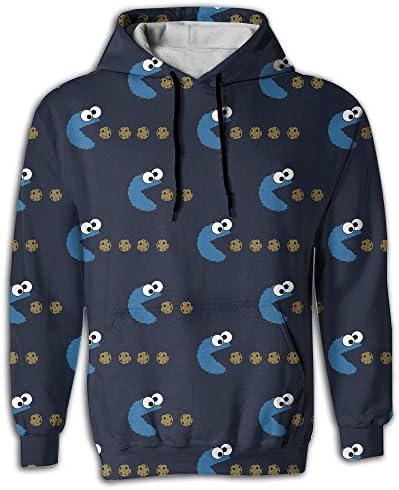 CHONGHWA TSINHWA Men's Sublimation Full Print Cookie-Monster Drawstring Hooded Sweatshirt With Pockets XX-Large