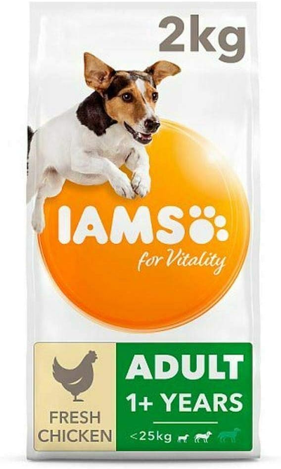 Iams for Vitality Dry Dog Food Small/Medium Breed with Fresh Chicken, 2kg, red, 2 kg (Pack of 1)