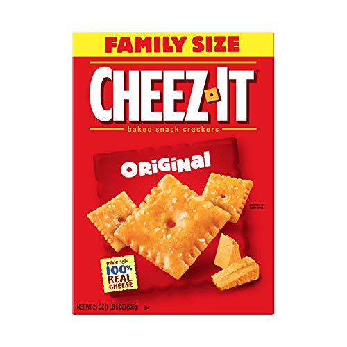 CHEEZ-IT BAKED SNACK CHEESE CRACKERS, ORIGINAL, FAMILY SIZE, 21 OZ BOX