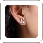 Iaceble Cute Cz Bunny Stud Earrings Clear Crystal Rabbit Earrings Tiny Gold Rhinestone Earrings Mini Rabbit Stud Earrings Jewelry for Women