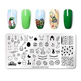 NICOLE DIARY Nail Stamping Plates Rectangle Easter Day Animal Rabbit Nail Stamp Image Plate 042
