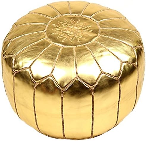 La Bohemia | Beautiful Handmade Gold Footstool Pouf from Marrakech | Colour Gold | Delivered unstuffed