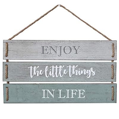 Barnyard Designs Enjoy The Little Things In Life Quote Wall Decor, Decorative Wood Plank Hanging Sign 17” x 10.25”