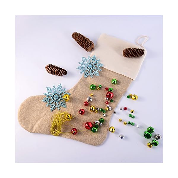 Sumind 6 Packs Burlap Christmas Stockings for Christmas Decorations or DIY (Flaxen) - Image 5