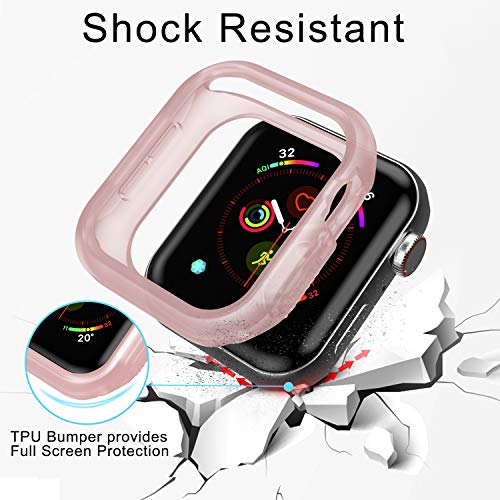 Compatible Apple Watch Case Series 4 Series 5 44mm [2 Packs] TPU Protective iwatch Case, Translucent & Clear-Pink - Thumbnail 2