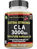 CLA 3000mg SUPER STRENGTH Ultra Premium Plus. Highest Potency Conjugated Linoleic Acid Softgel. Pure 100% Safflower Oil, Best Weight Loss, Fat Burner, BODY ENHANCEMENT, Supplement for Men & Women