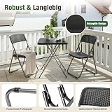 Sekey 3 Piece Rattan Look Plastic Bistro Set - Folding Table & Chairs view 5