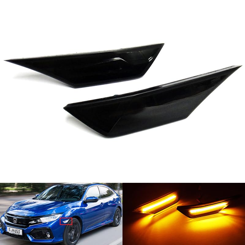 RZGMTSPT 2x Black Smoked Lens Front Bumper LED Side