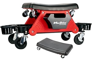 Maxshine 2-in-1 Modular Detailing Creeper Seat V2 | Rolling Creeper with Removable Cushion & Tool Tray | Heavy-Duty Polyethylene & Steel Frame, 4” Wheels | Complete Set (Black)