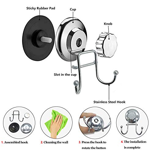 Soap Dish Suction Cup Hooks,IELECMG Bar Soap Sponge Holder Vacuum Bathroom Hooks Stainless Steel Shower Hooks for Bath Robe, Loofah,Soap Holder Towel Hooks for Kitchen Bathrooms