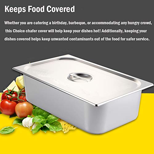 image for Full Size Stainless Steel Steam Table Pan Cover, Kitma 1/1 Size Pan Li