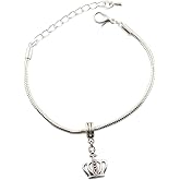 Emerald Park Jewelry Crown Bracelet | Stainless Steel Snake Chain Charm Bracelet