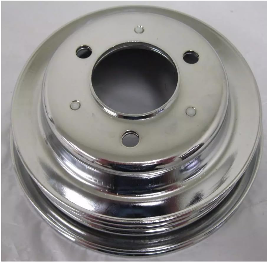 Photo 1 of 1 pc SHLPDFM Silver Chrome BBC 3 Triple Groove Crankshaft Pulley Long Water Pump Fits for Big Block Chevy Long Water Pump 396 427 454