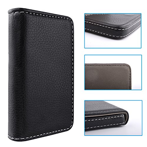 MaxGear PU Leather Business Card Holder Case with Magnetic Shut Black - Thumbnail 4
