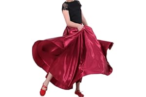 SANCAN Professional Girls Belly Latin Dance Training Skirt - Dance-Specific Full Flowy Circle Ankle-Length with Elastic Waist