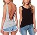 Mippo Women's Sexy Halter Cami Tank Top Backless Blouse Beach Shirt Tee Loose Summer Casual Open Back Off Shoulder Gym Crop Top Black Gray 2 Pack M